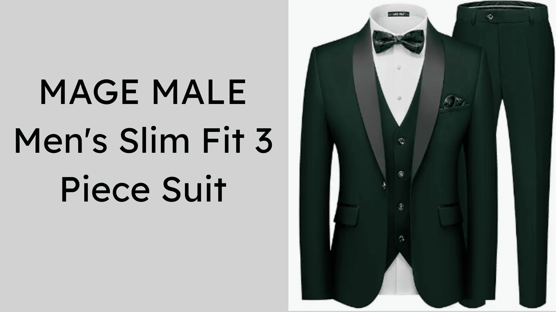 MAGE MALE Men's Slim Fit 3 Piece Suit
