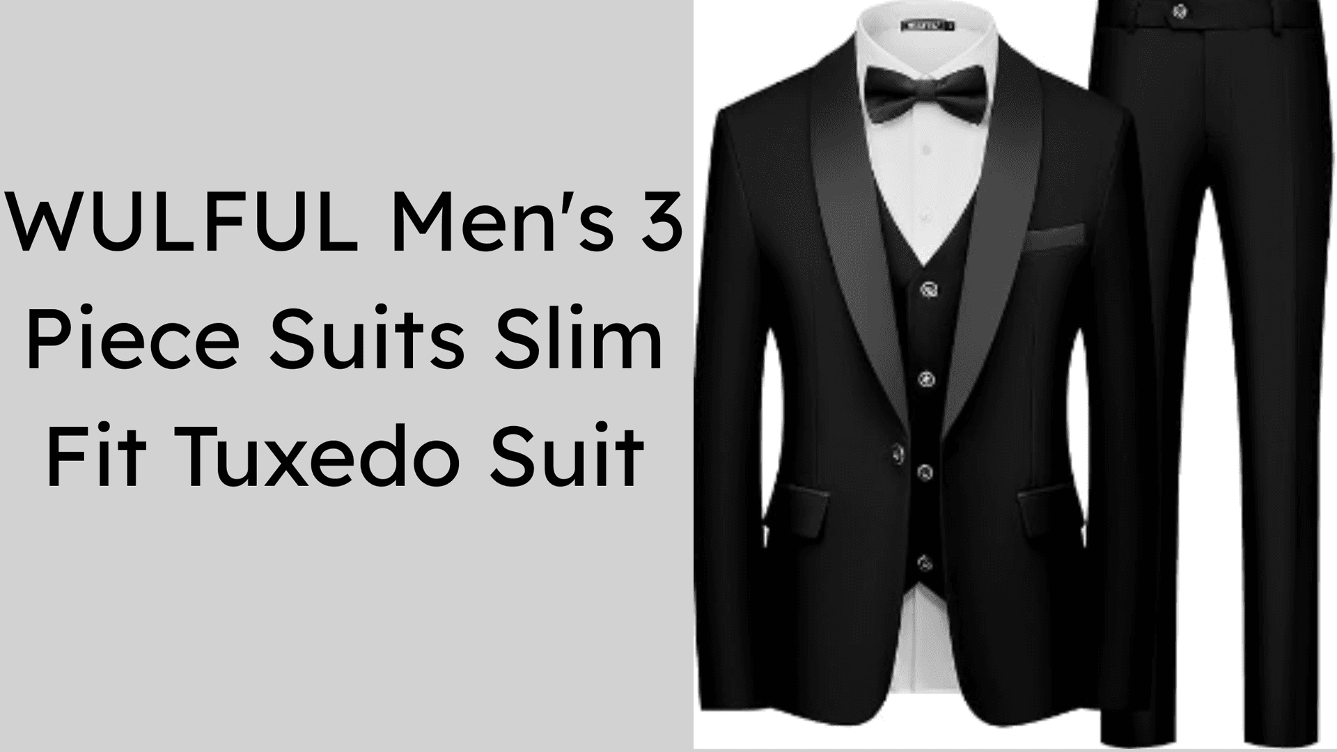 WULFUL Men's 3 Piece Suits Slim Fit Tuxedo Suit